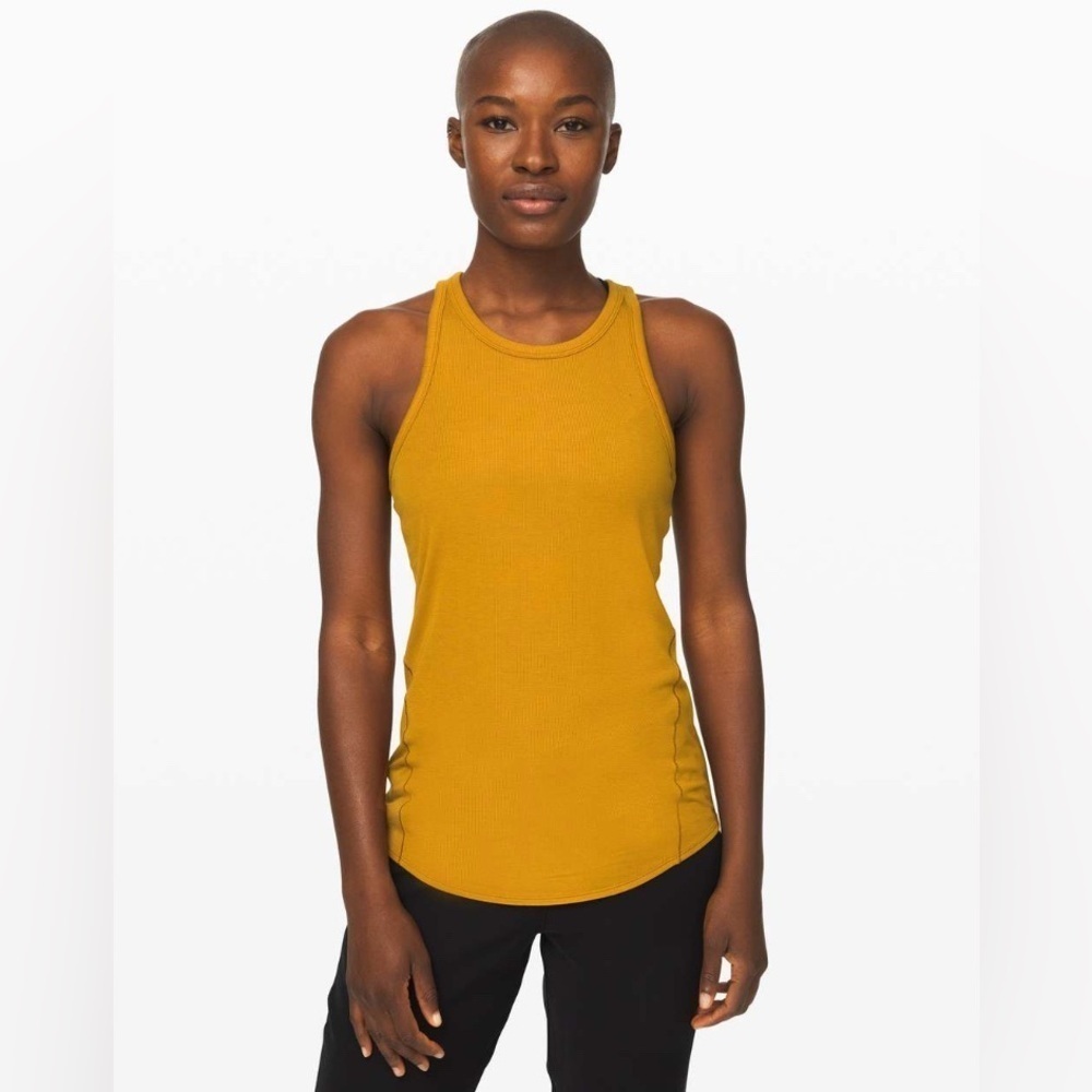 Lululemon Full Day Ahead Tank (Ribbed) in Fools Gold